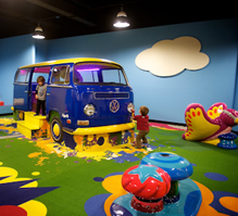 Frolic! features a rock-n-roll-themed playground with soft play elements created by PLAYTIME.
